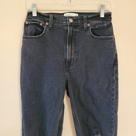 Abercrombie & Fitch The Ankle Straight Ultra High Rise Jean Size 26 Black 90s - Picture 2 of 9